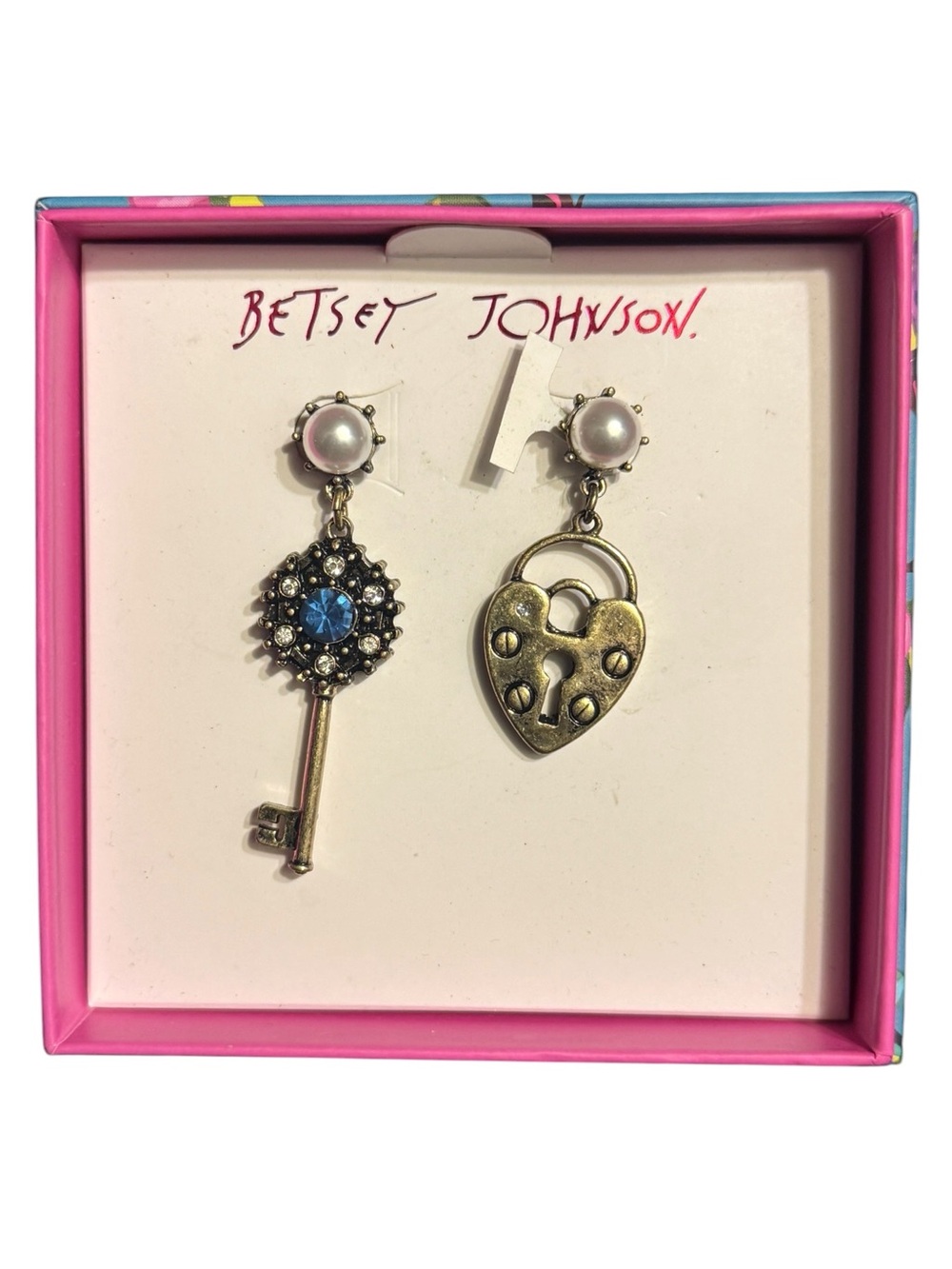 Betsey Johnson Lock and Key Earrings